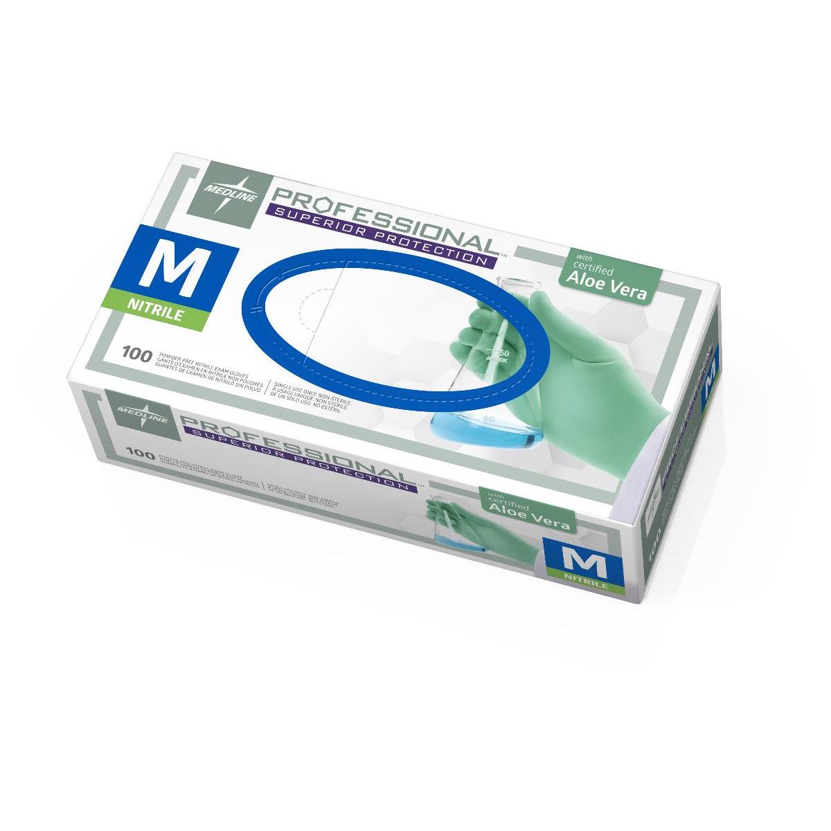 Medline Professional Nitrile Exam Gloves with Aloe S Box of 100 