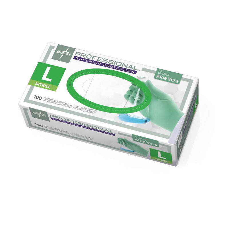 Medline Professional Nitrile Exam Gloves with Aloe S Box of 100 