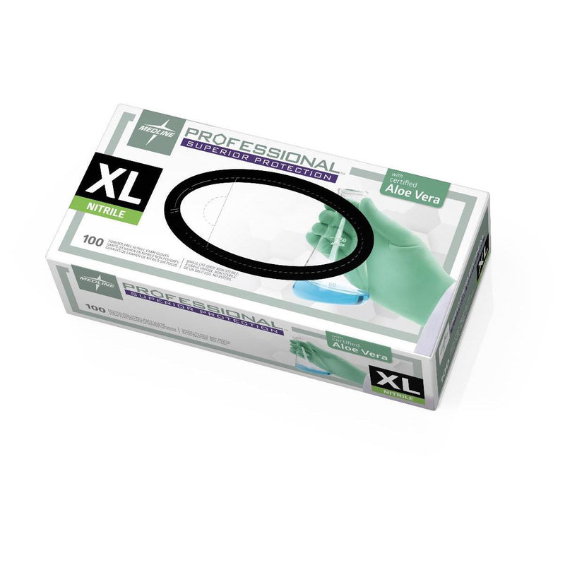 Medline Professional Nitrile Exam Gloves with Aloe S Box of 100 