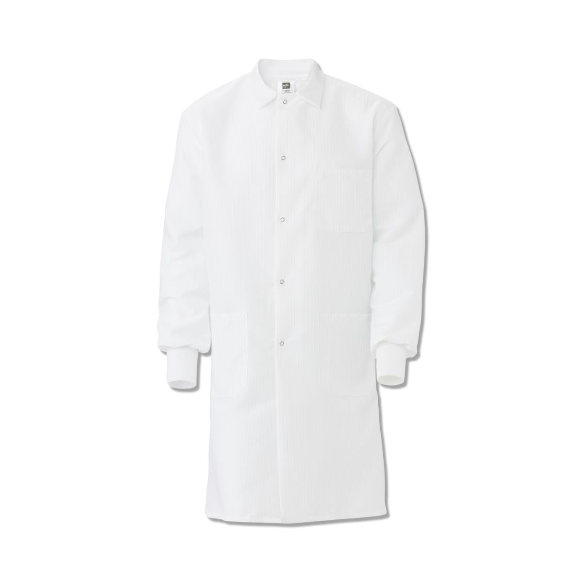 Medline ResiStat® Mens Static & Fluid-Resistant Barrier Lab Coat XS White 