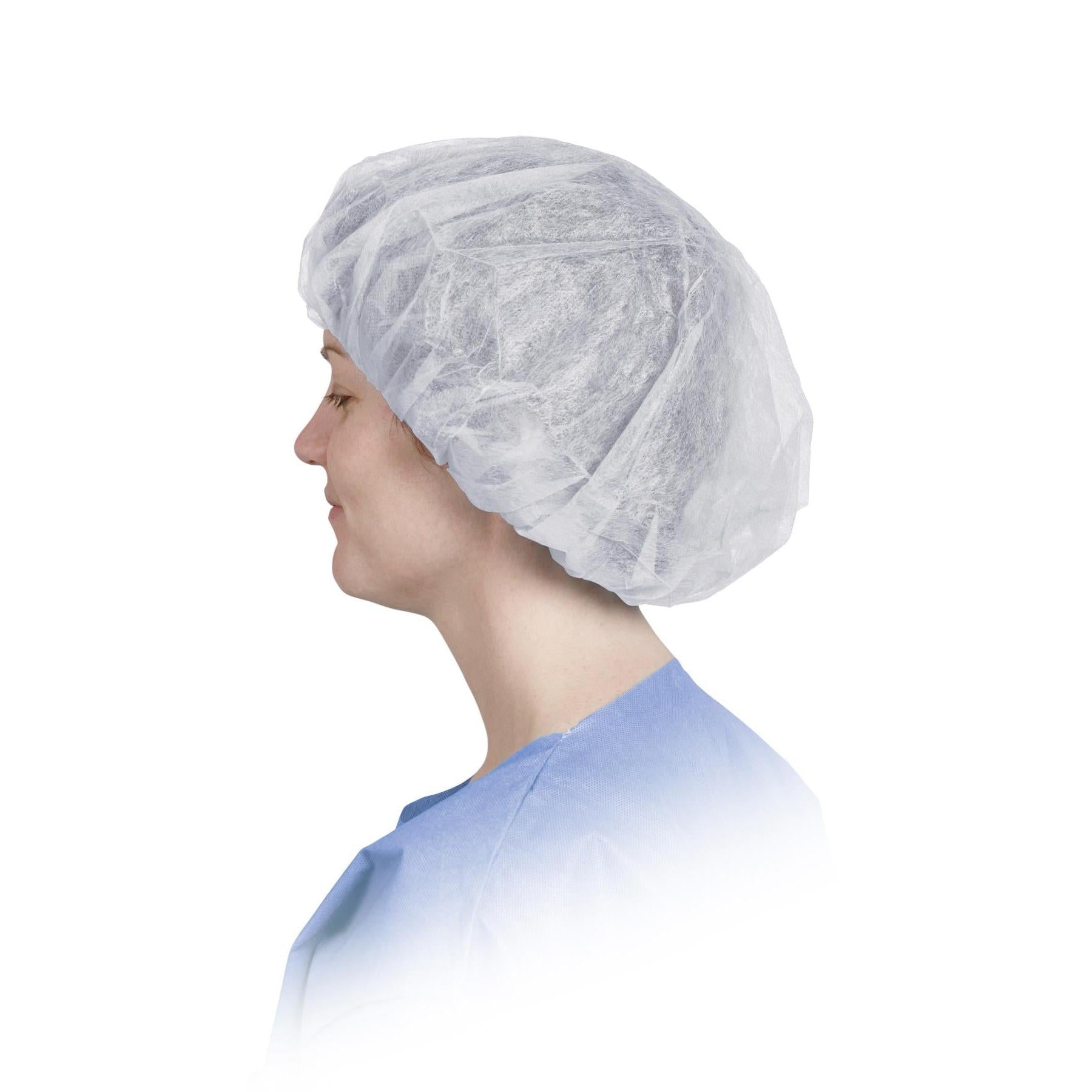 Medline CRI1003 Medline Single-Ply Polypropylene Bouffant Caps, CAP,BOUFFANT,SPUNBOND,WHITE,24", 500 Each / Case