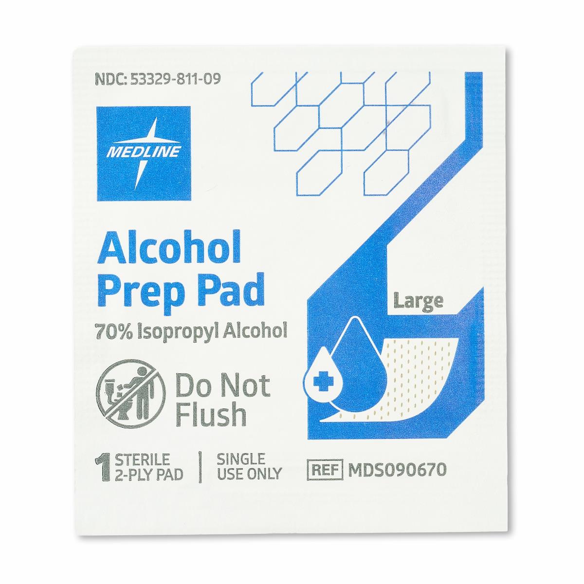 Medline Sterile Alcohol Prep Pads M Box of 200 