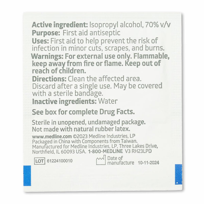 Medline Sterile Alcohol Prep Pads, Medium - 200/box (Similar to Dynarex Medline Sterile Alcohol Prep Pads, Medium - 200/box (Similar to Dynarex