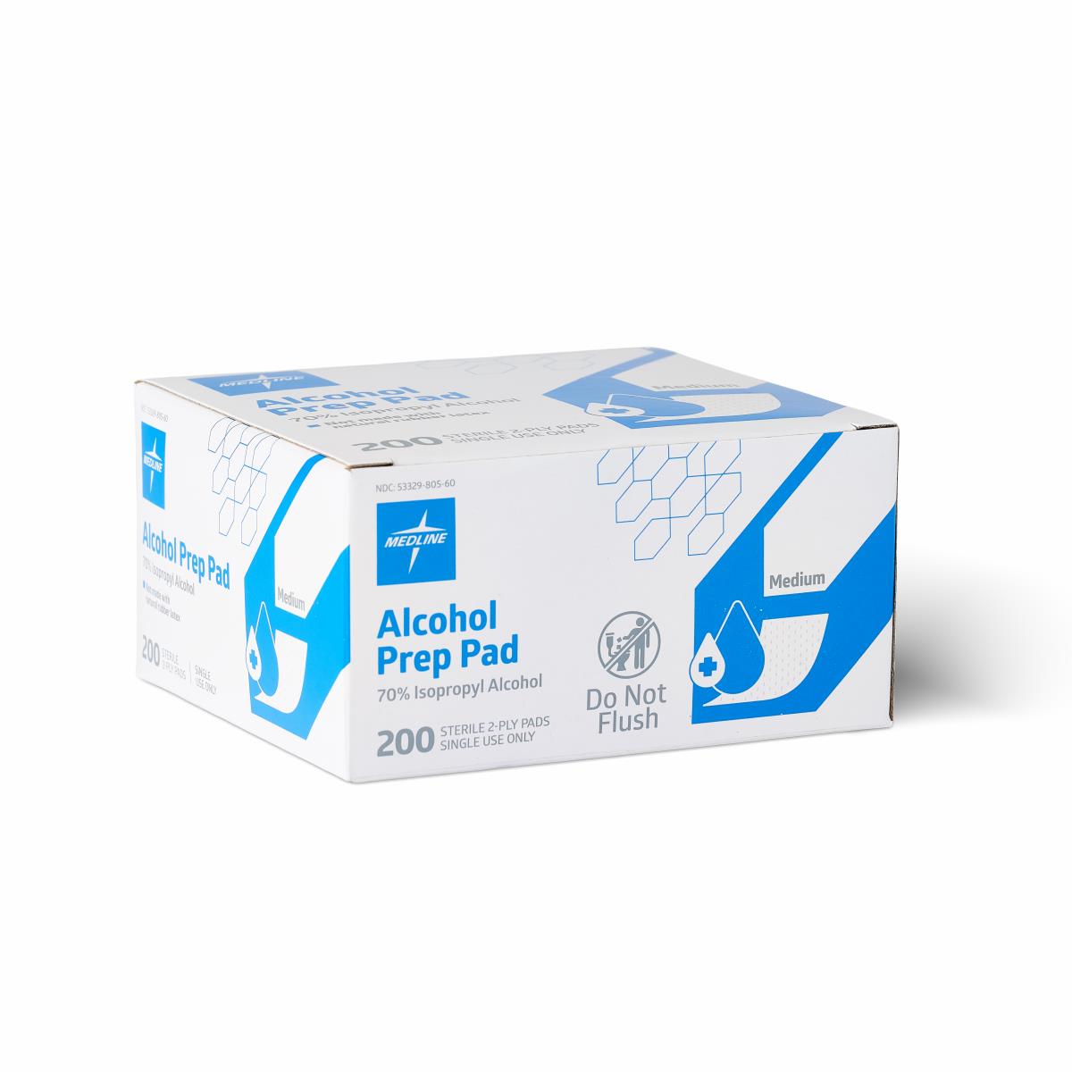 Medline Sterile Alcohol Prep Pads M Box of 200 