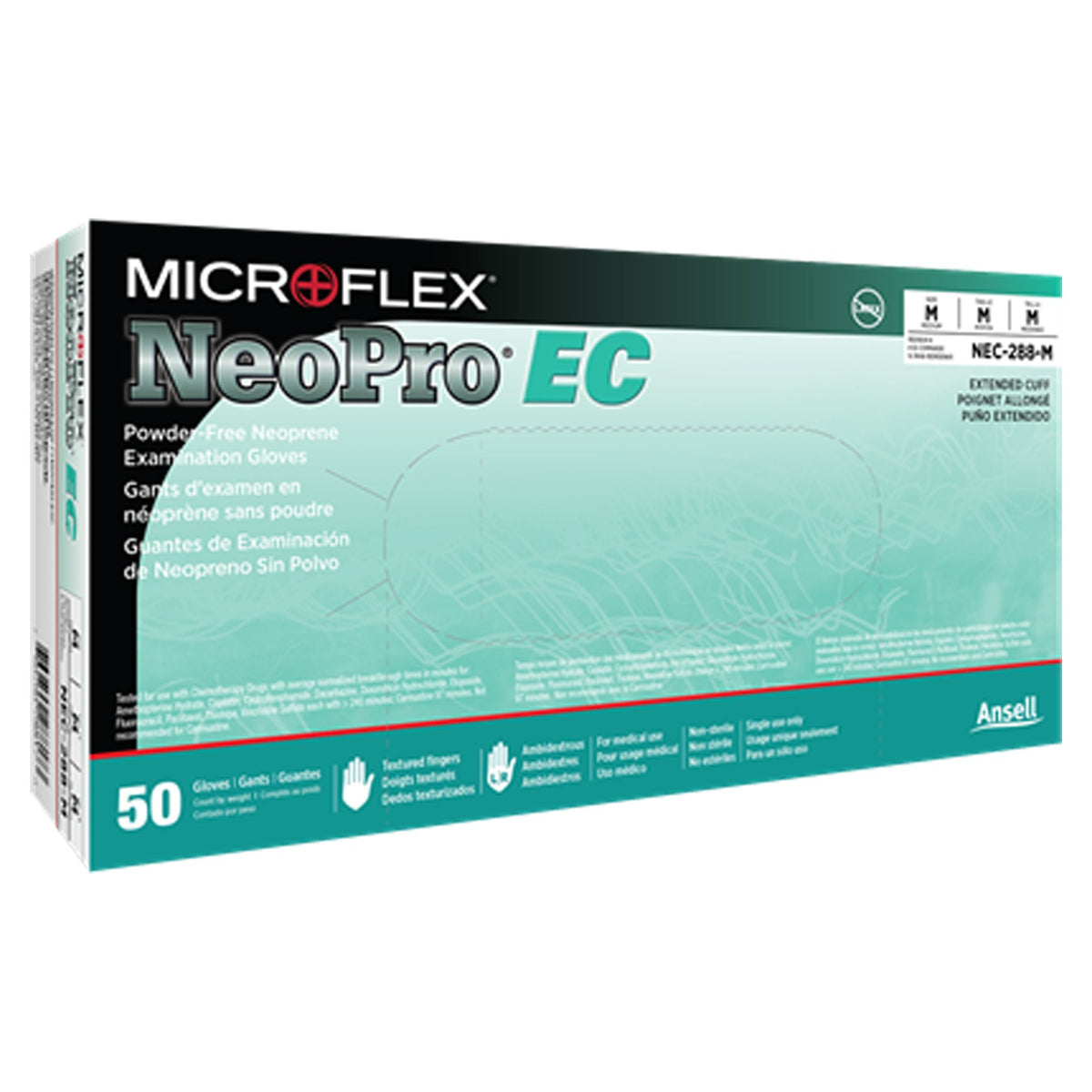 NeoPro® EC Polychloroprene Extended Cuff Length Exam Glove S Box of 50 
