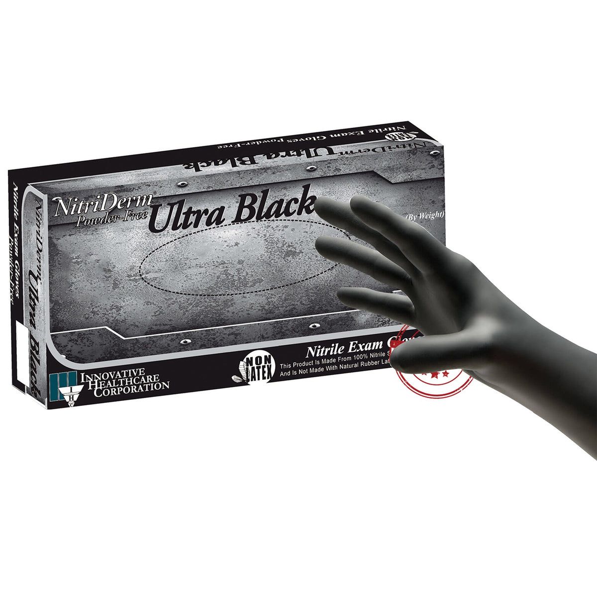 NitriDerm® Ultra Black Nitrile Exam Glove XS Box of 100 