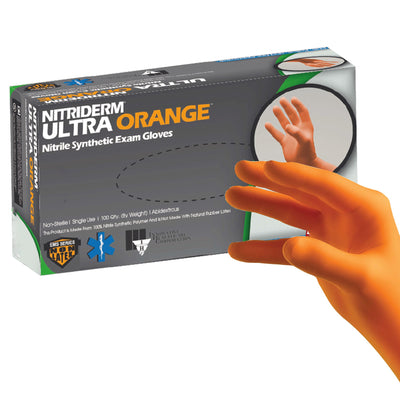 NitriDerm® Ultra Orange™ Nitrile Exam Glove S Box of 100 