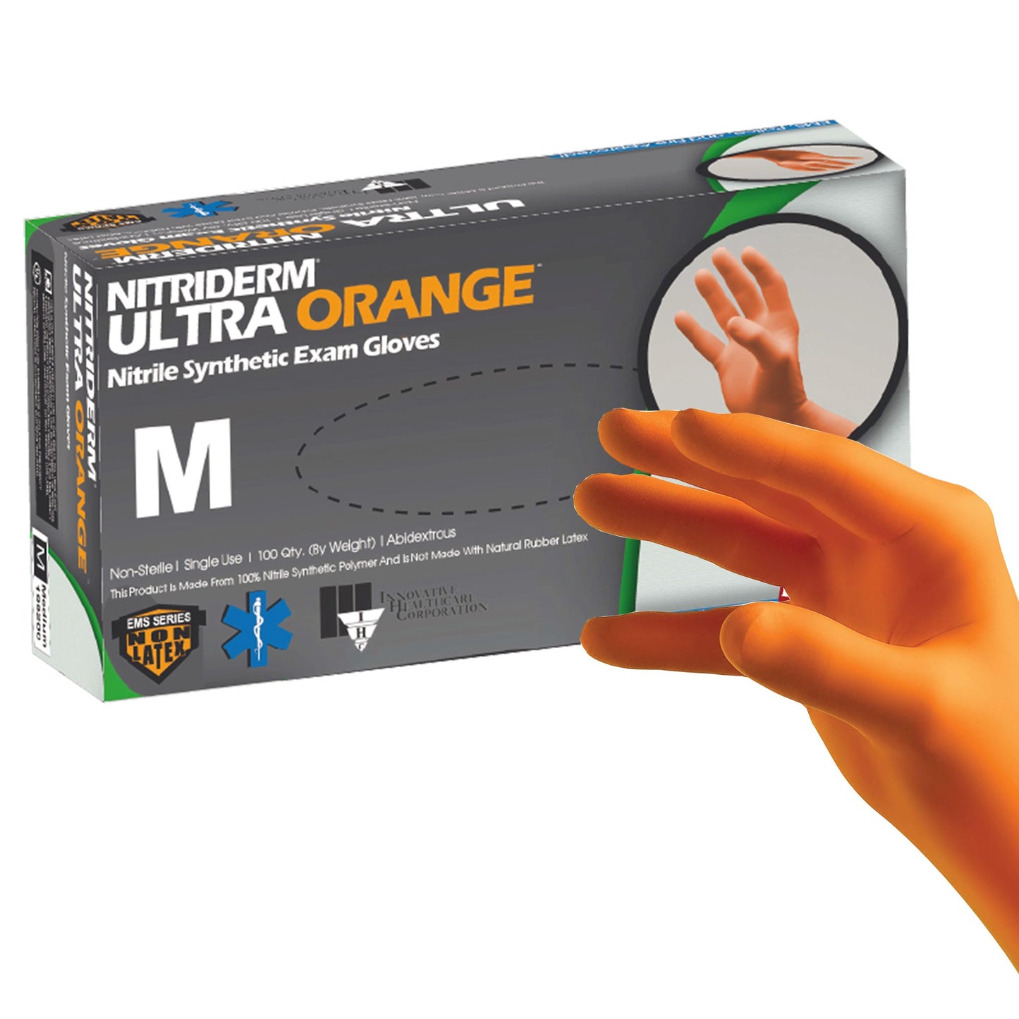 NitriDerm® Ultra Orange™ Nitrile Exam Glove S Box of 100 