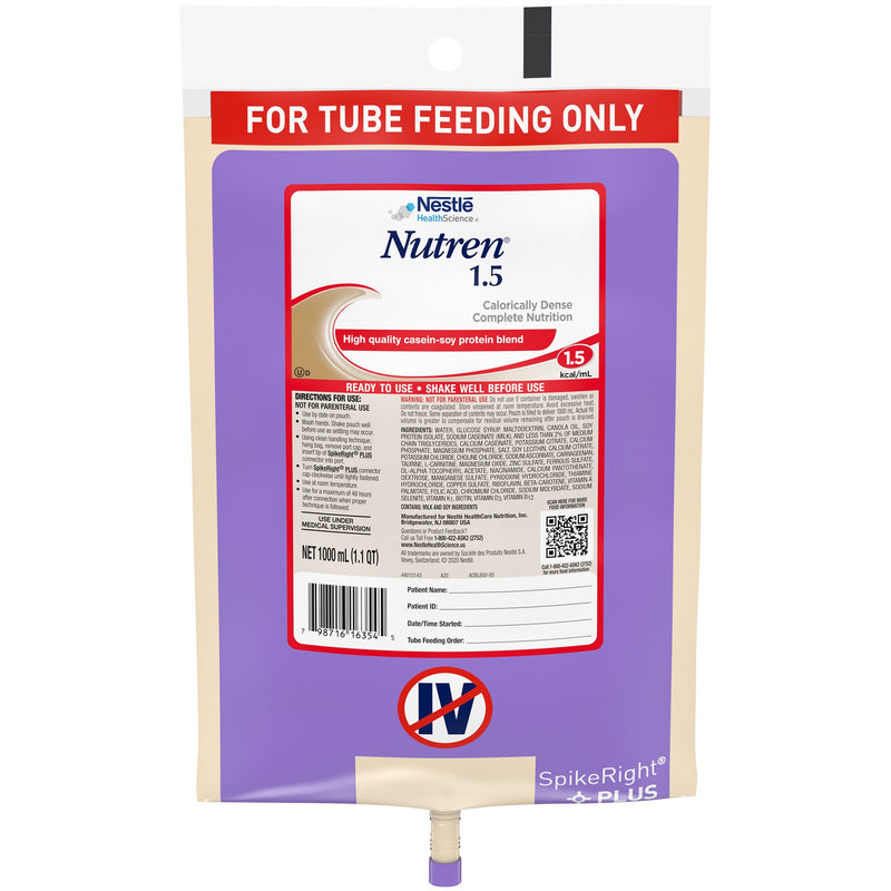 Nutren® Tube Feeding Formula 1.5 Cal Ready to Hang Prefilled Container Case of 6