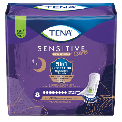 TENA® Sensitive Care Extra Coverage Overnight Pads