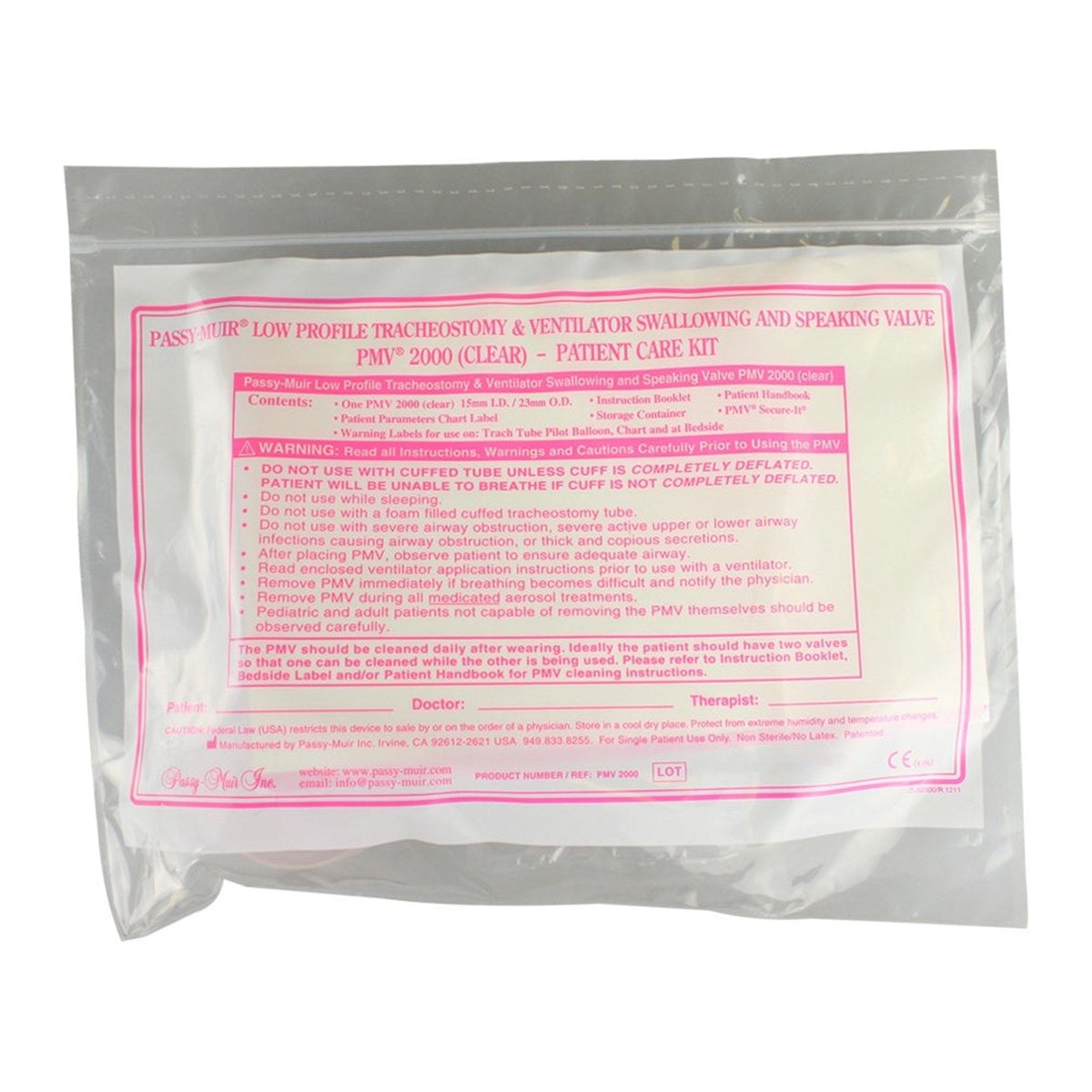 Passy-Muir™ PMV™ Low-Profile Speaking Valve, 15mm ID/23mm OD, Clear 