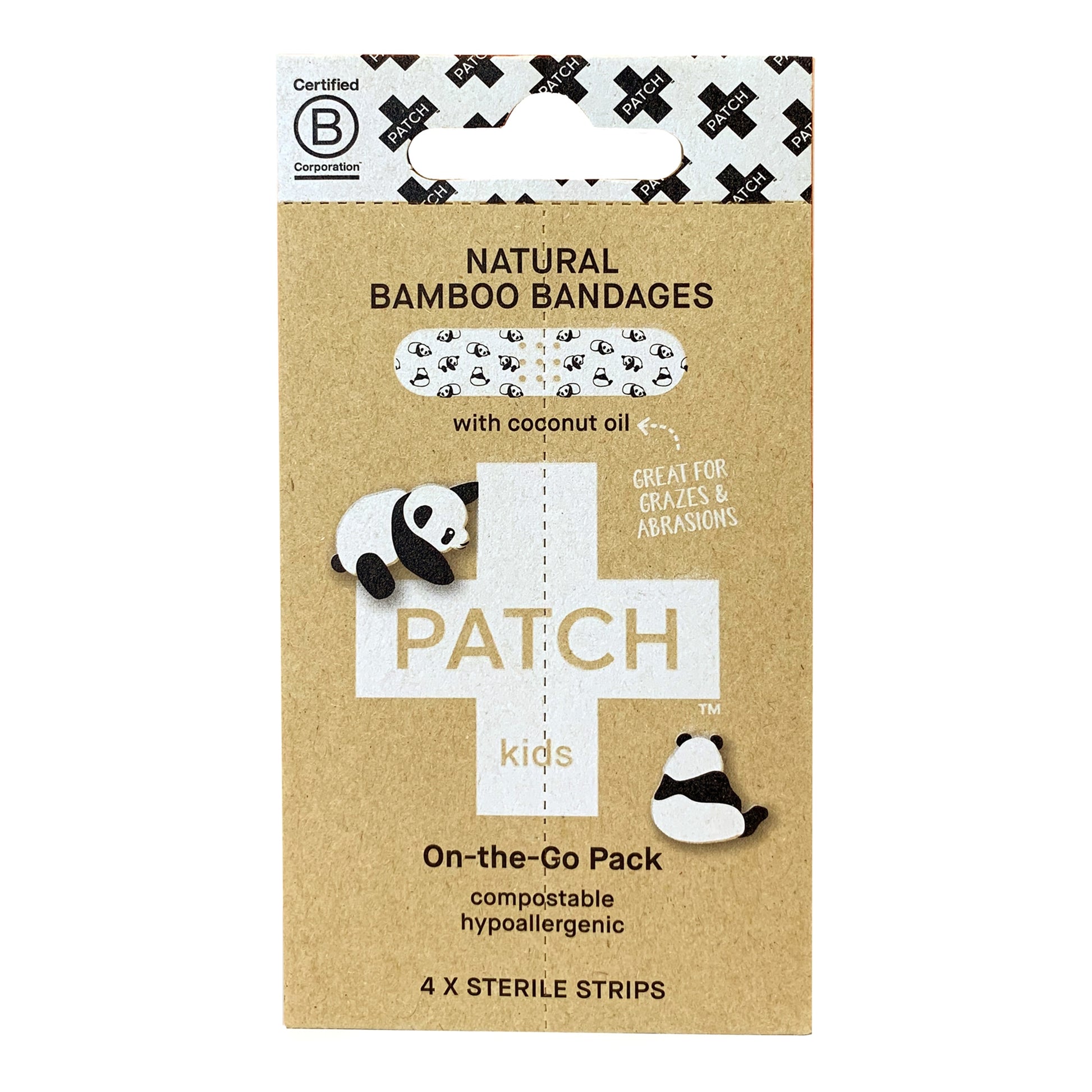 Patch™ Kids On The Go Pack Adhesive Strip with Coconut Oil Panda 3/4" x 3" 1 Each