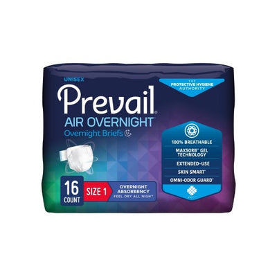 Prevail Air Overnight Briefs Size 1 Bag of 20 