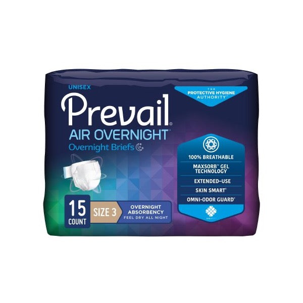 Prevail Air Overnight Briefs Size 1 Bag of 20 