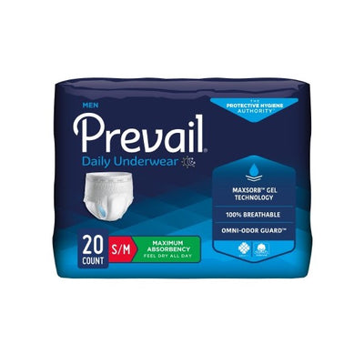 Prevail Daily Underwear For Men Small/Medium Bag of 20 