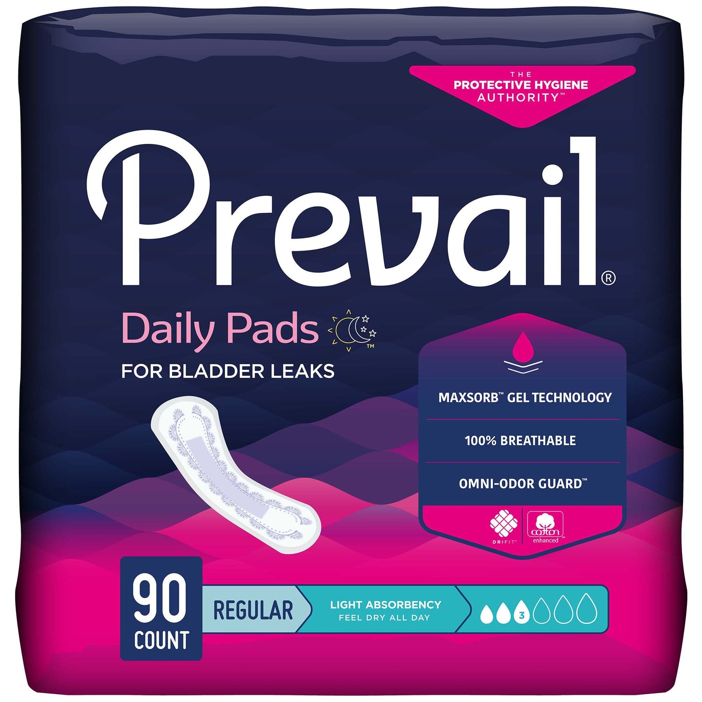 Prevail® Bladder Control Pads - Daily Pads Light Regular Length Bag of 30