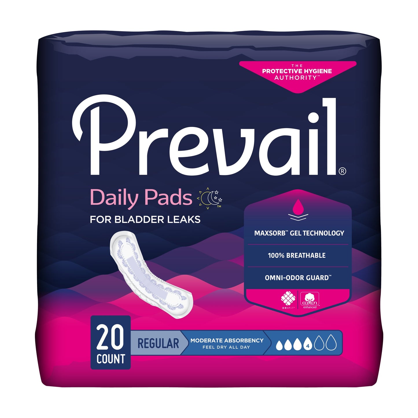 Prevail® Bladder Control Pads - Daily Pads Light Regular Length Bag of 30