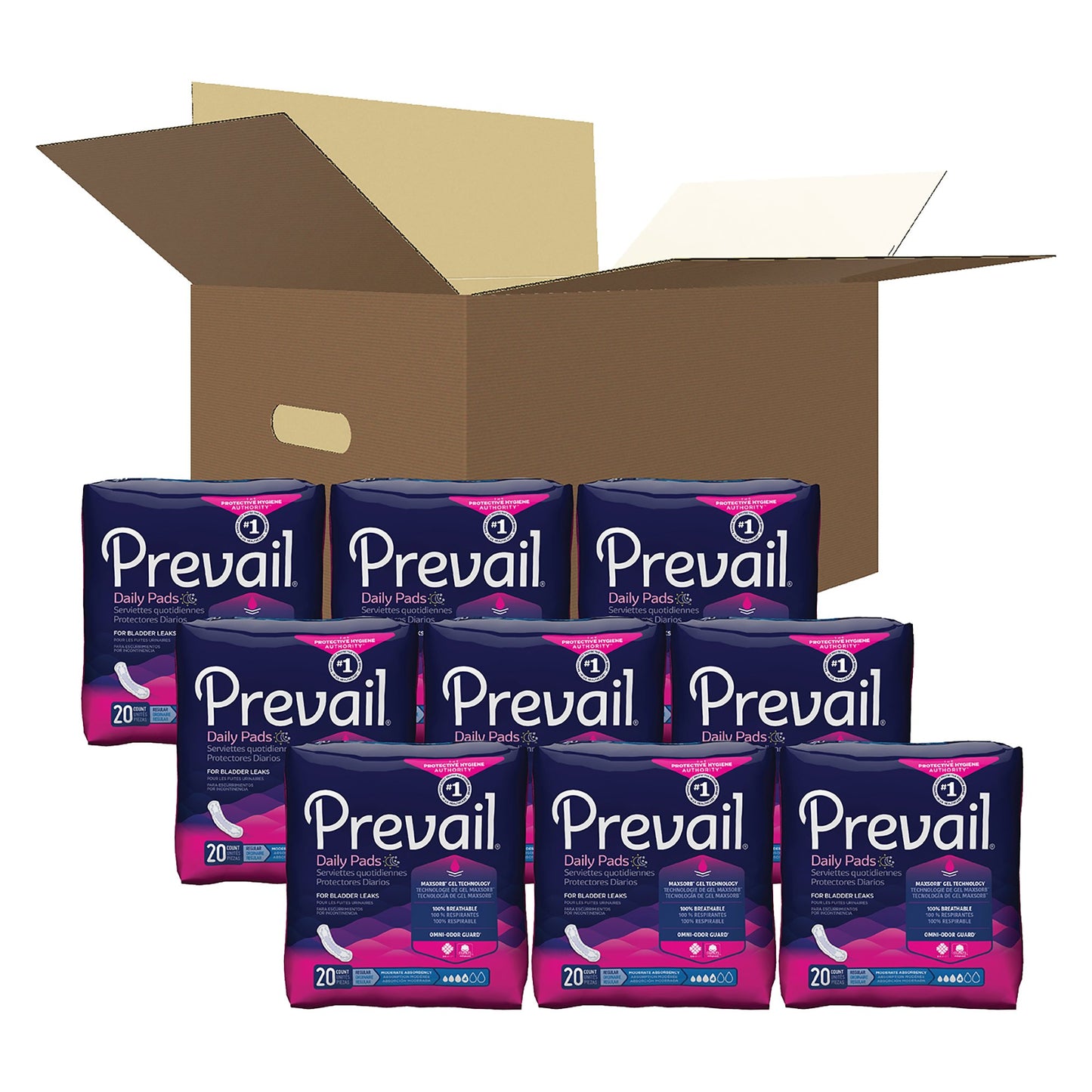 Prevail® Bladder Control Pads - Daily Pads Light Regular Length Bag of 30