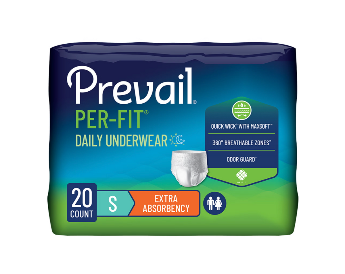 Prevail® Per-Fit® Extra Pull On with Tear Away Seams Daily Underwear Small Bag of 20 