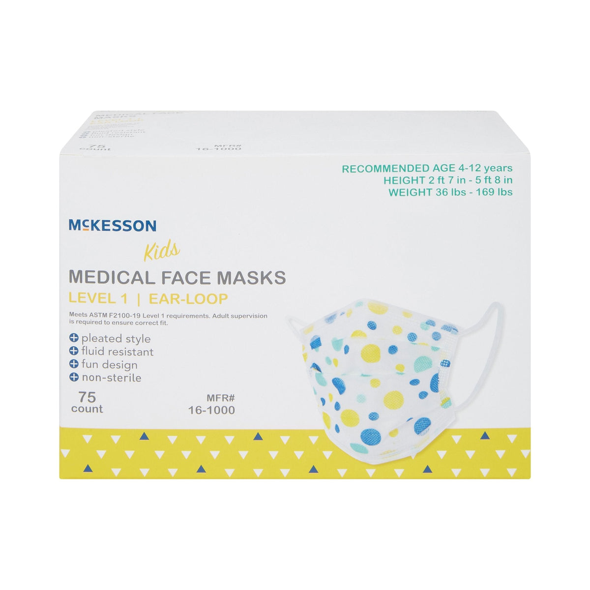 Kids Face Mask with Earloops, Pleated