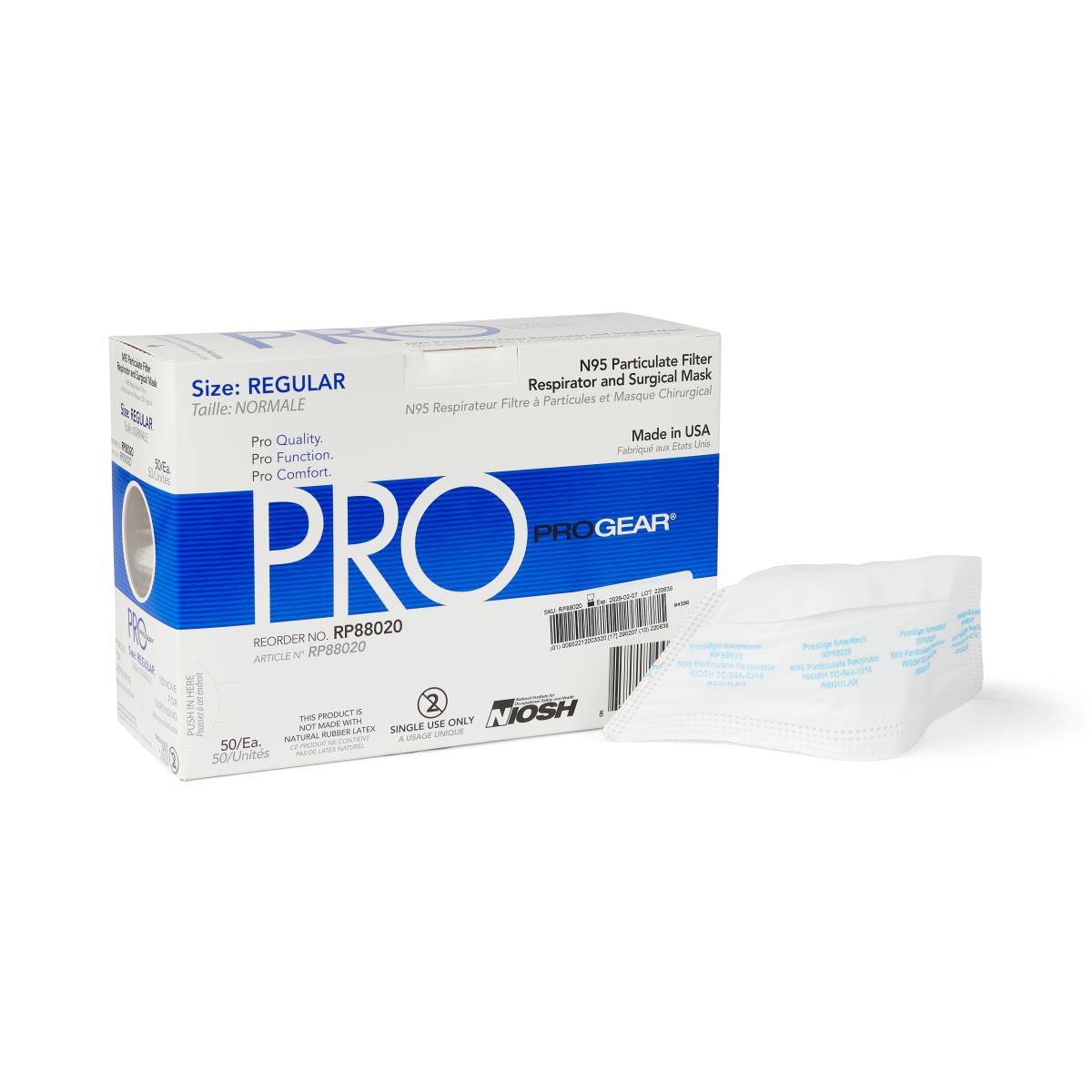 ProGear Flat Fold N95 Respirator Mask Box of 50 