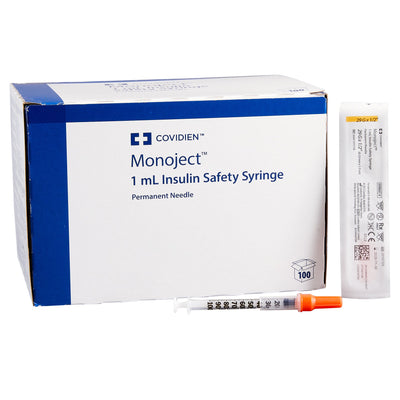 Safety Insulin Syringe with Needle Monoject™ - 1/2 Inch 29 G 0.5 mL Box of 100