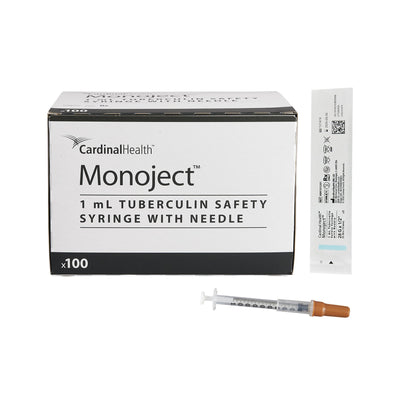 Safety Tuberculin Syringe with Needle Monoject™ 1 mL Safety 25 G Box of 100