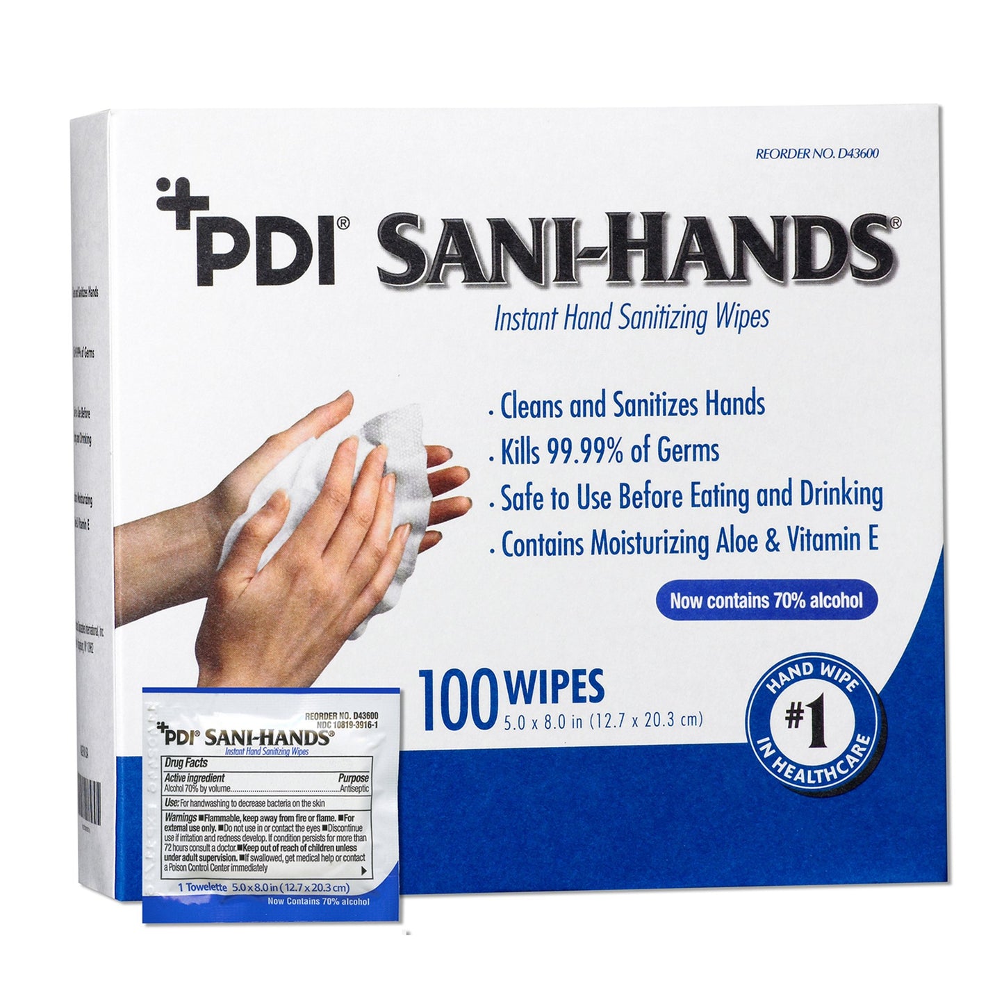 Sani-Hands Hand Sanitizing Wipes Unscented Case of 1000 