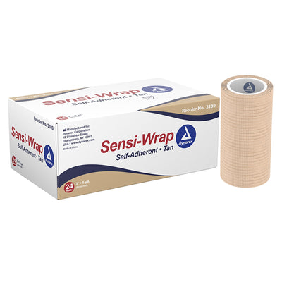Sensi-Wrap Self-adherent Closure Cohesive Bandage Tan 3" x 5 Yard Case of 24
