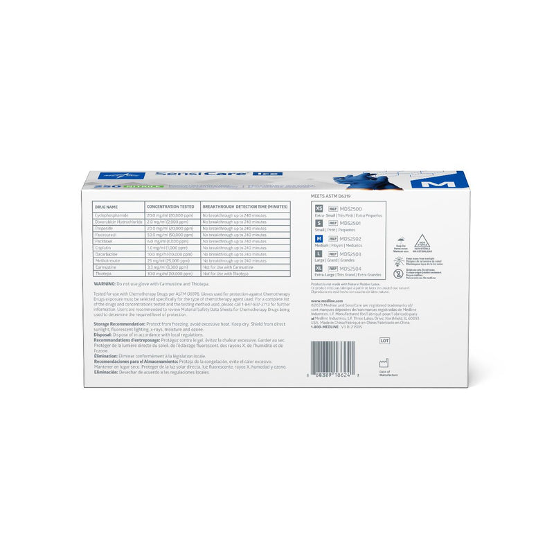 SensiCare Ice Blue Nitrile Exam Gloves XS Box of 250 