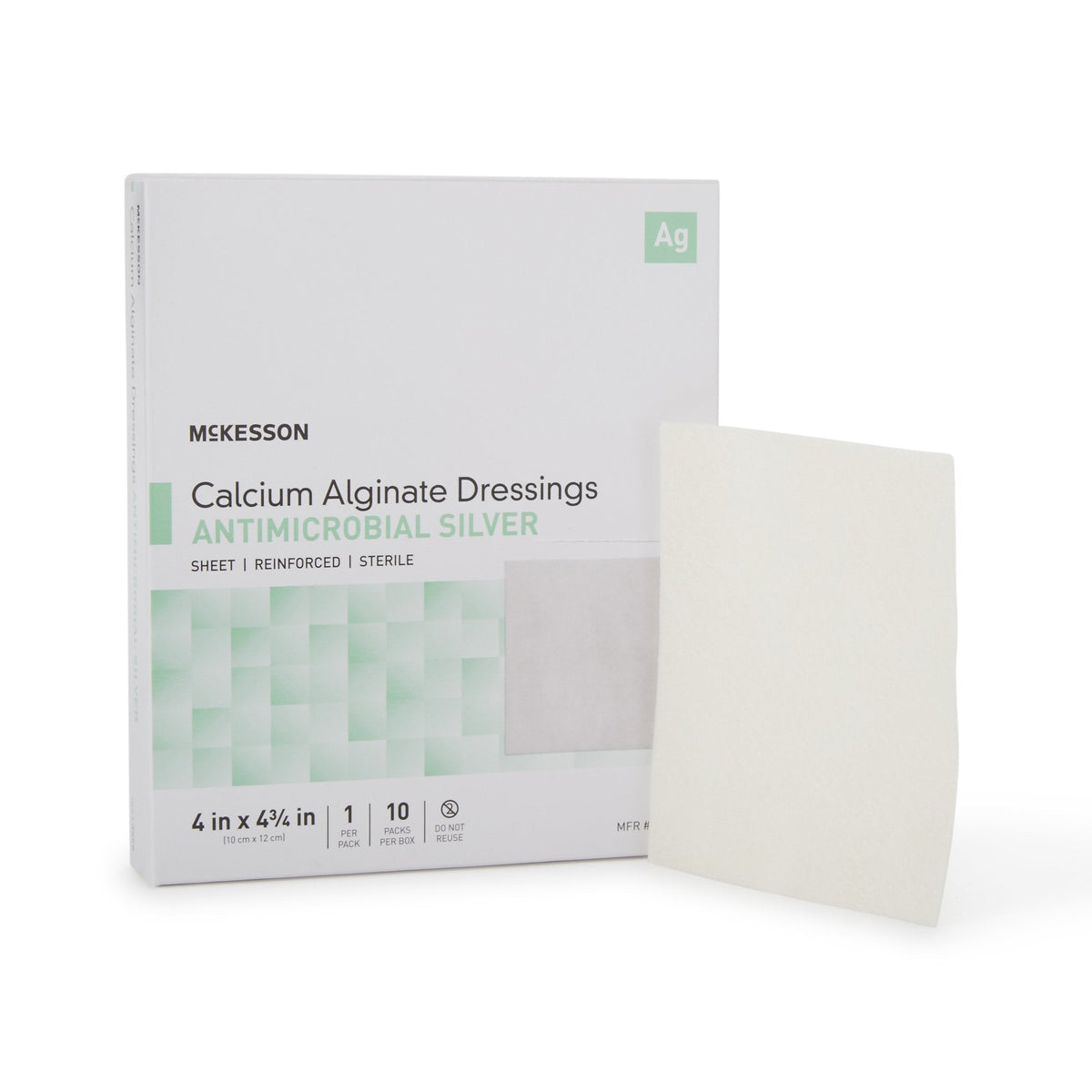 Silver Alginate Dressing McKesson 4" x 4.75" Box of 10 
