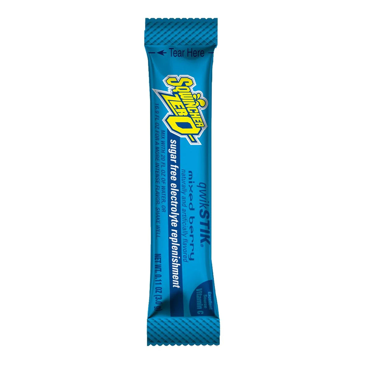 Sqwincher® Quik Stik® Zero Mixed Berry Electrolyte Replenishment Drink Mix Mixed Berry Case of 500 