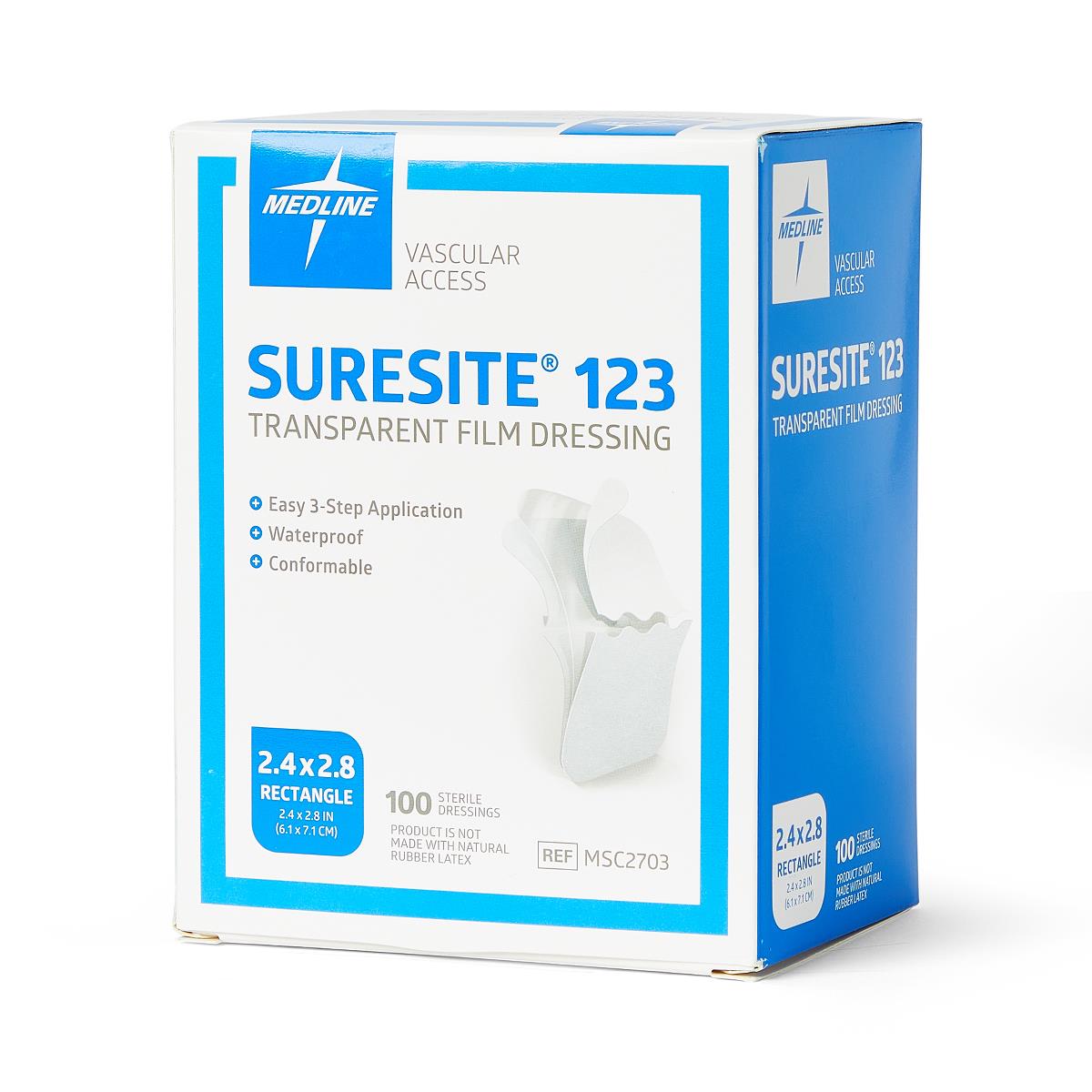Suresite 123 Transparent Dressing 1.52" x 1.52" Box of 100 