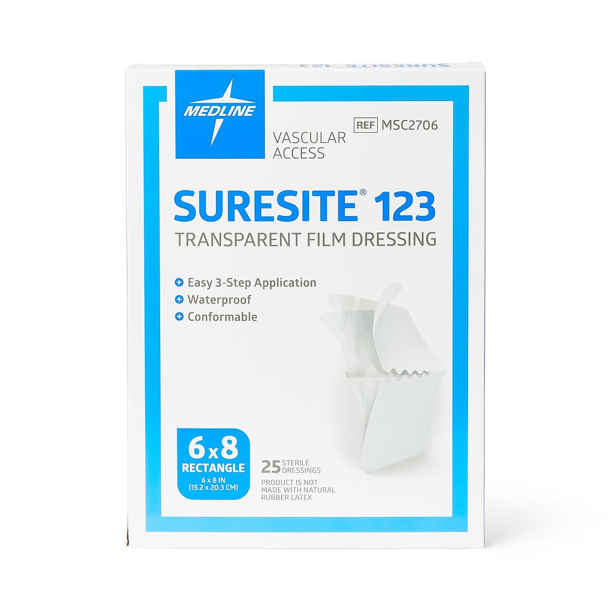 Suresite 123 Transparent Film Dressing 1.52" x 1.52" Each 