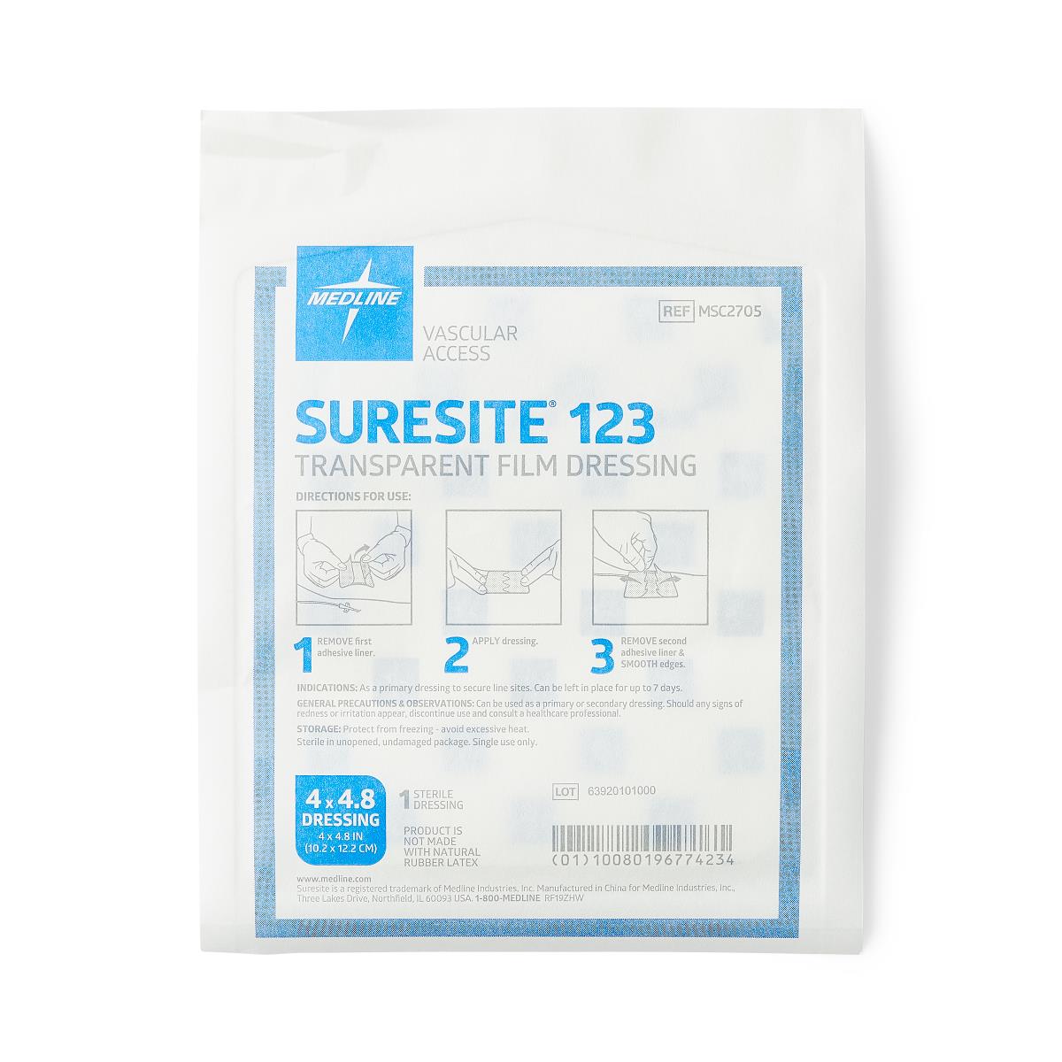 Suresite 123 Transparent Film Dressing 1.52" x 1.52" Each 