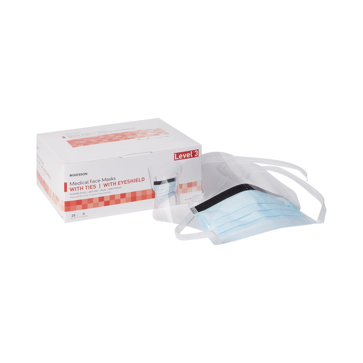McKesson Medical Face Masks with Ties & Eyeshield Case of 100 