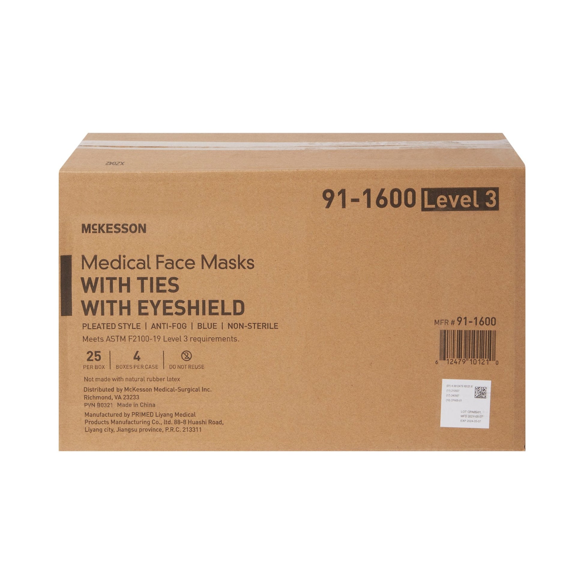 McKesson Medical Face Masks with Ties & Eyeshield Case of 100 