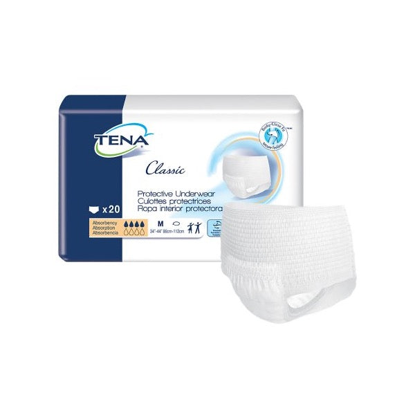TENA Classic Protective Underwear Medium Case of 80 