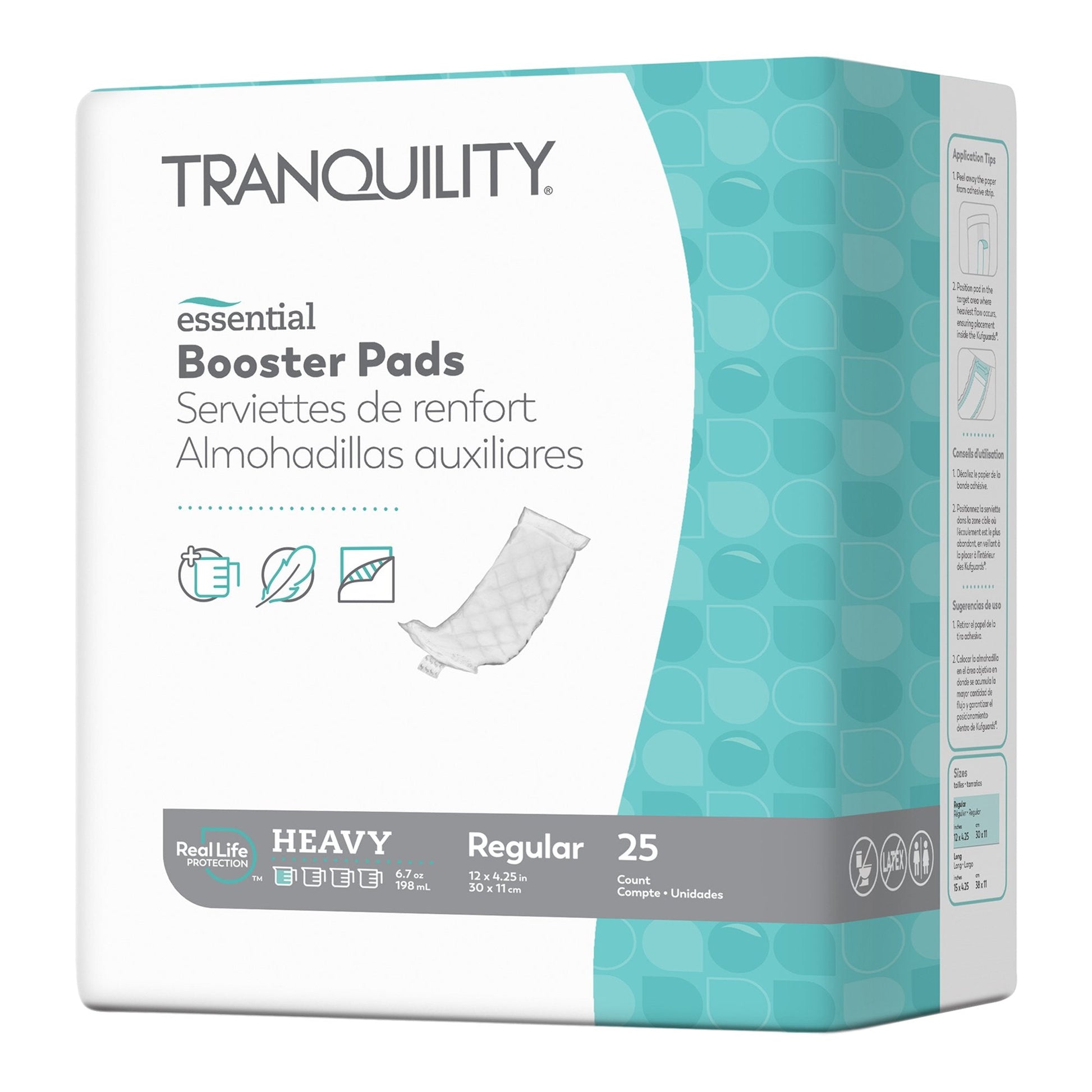 Tranquility Essential Booster Pad - Super Absorbent Core 4-1/4 x 12 Inch 6 to 12 Length Box of 25