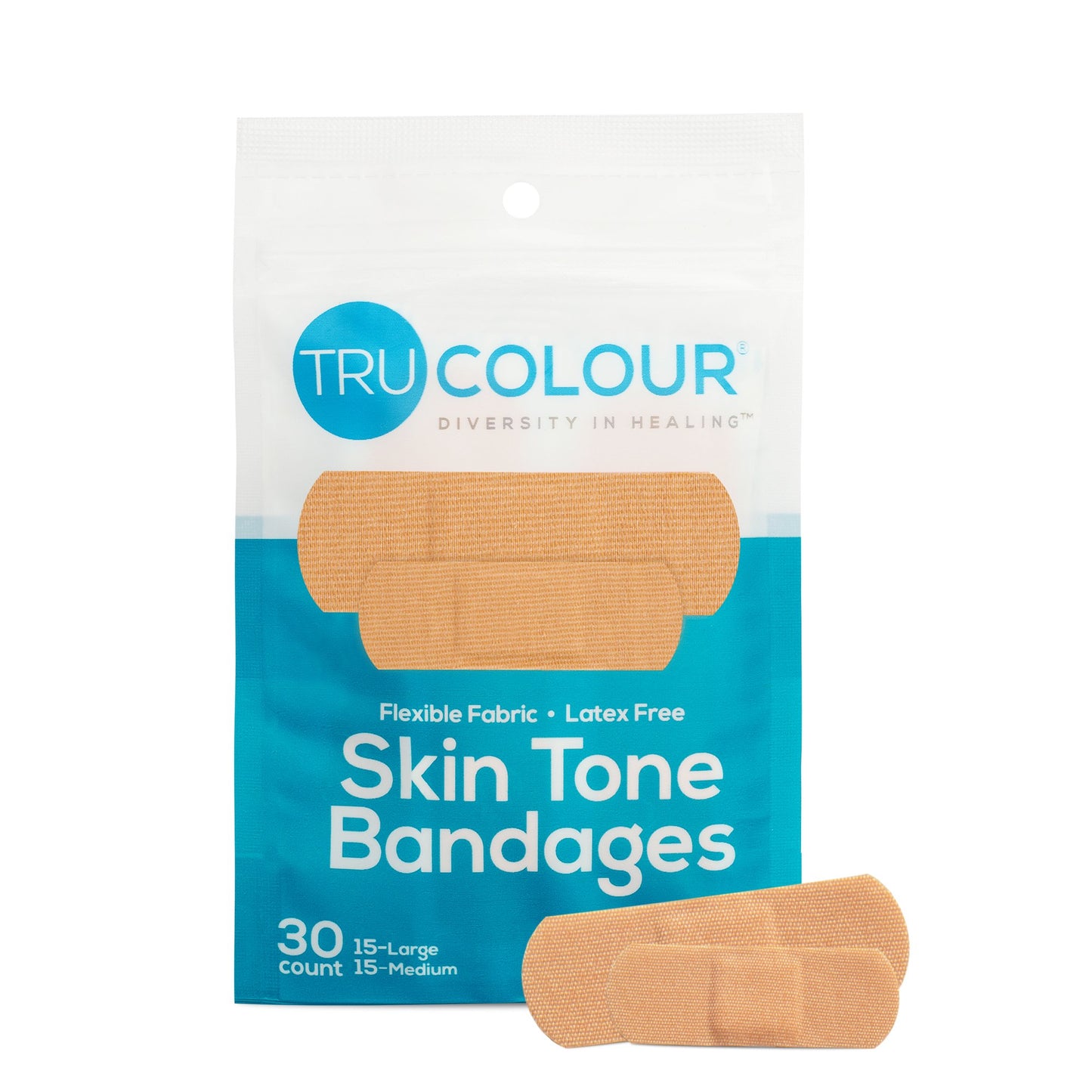 Tru-Colour Skin Tone Adhesive Bandages for Fair Skin Tone Shades Beige 1" x 3" Case of 30