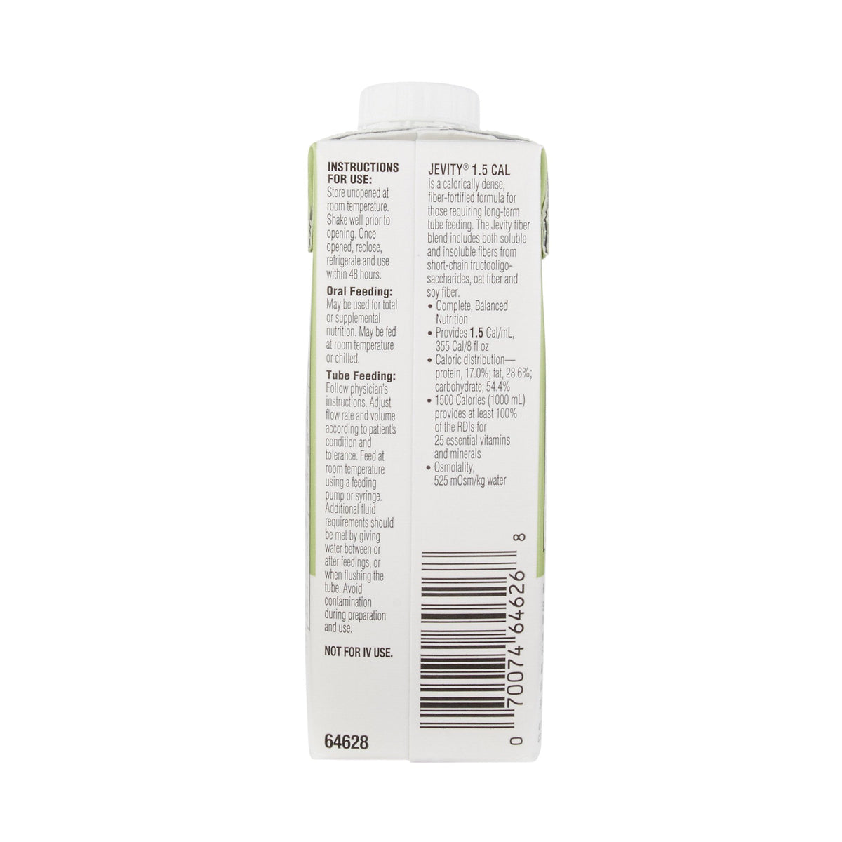 Jevity¬Æ 1.5 Cal Tube Feeding Formula Nutritional Facts Panel
