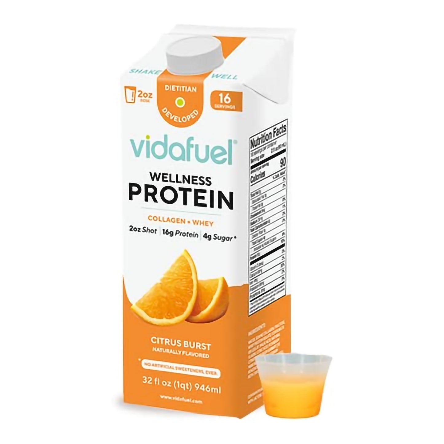 Vidafuel Wellness Protein Drink with Collagen and Whey Orange Burst Case of 6 