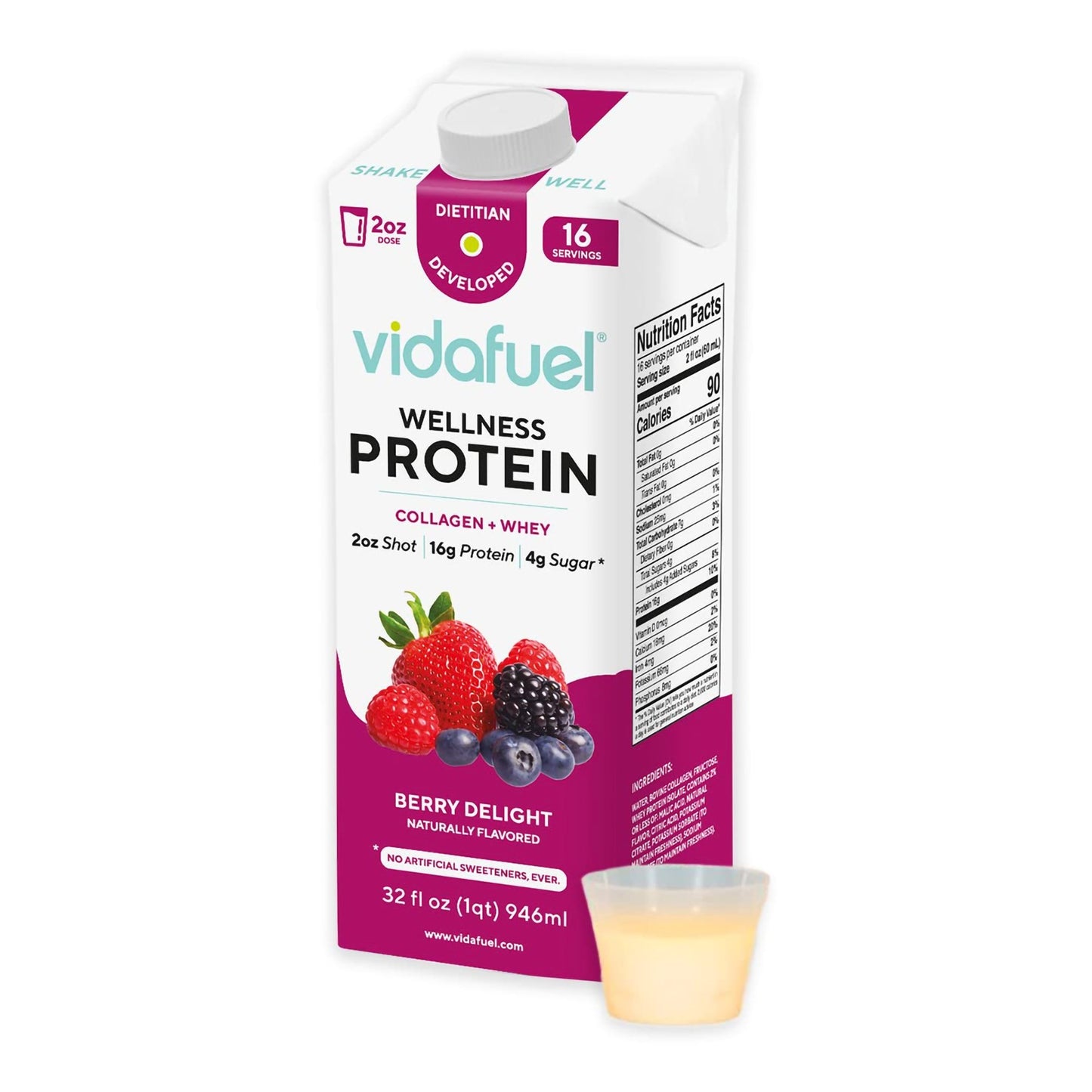 Vidafuel Wellness Protein Drink with Collagen and Whey Orange Burst Case of 6 