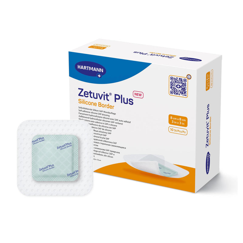 Zetuvit Plus Silicone Dressings Border Super Absorbent Dressing 3" x 3" 1 Each 