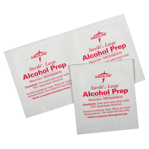 Alcohol Prep Pads, Sterile: Large, Case of 1000 (MDS090670)