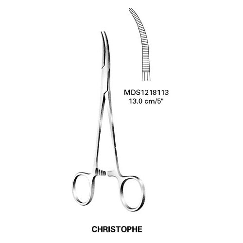 Artery Forceps, Christophe - Curved, 5", 13 cm: , 1 Each (MDS1218113)