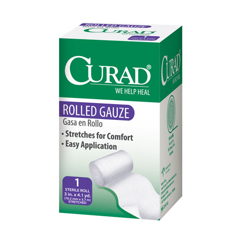 CURAD Stretch Gauze Rolled Bandage: 3" x 4.1 Yards, Case of 24 (CUR47143)
