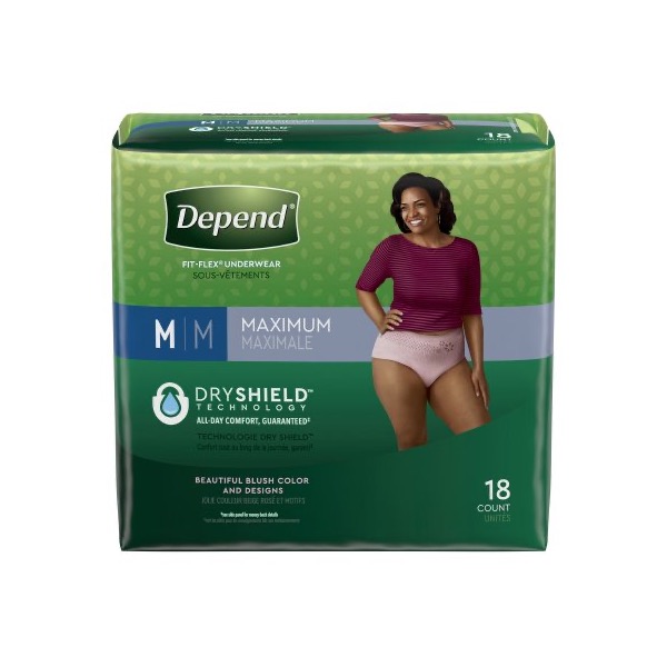 Depend Fit-Flex Protective Underwear For Women: Medium, Pack of 18 (47932)