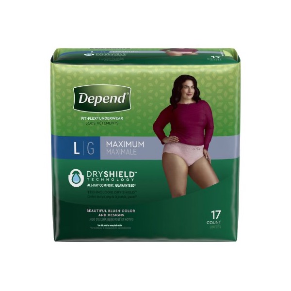 Depend Fit-Flex Protective Underwear For Women: Large, Pack of 17 (48124)