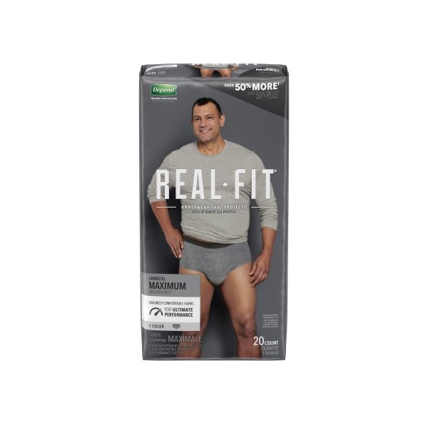 Depend Real Fit Underwear For Men: Large/XL, Pack of 20 (50979)